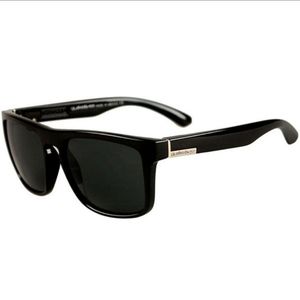 Quicksilver dark black shades, matte black frame.